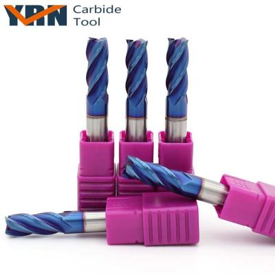 China Good Quality YRN Slot Carbide Milling Cutter Solid Carbide End Mill Side Face Step Shoulder NaCo Blue Straight HRC65 4 Flute for sale