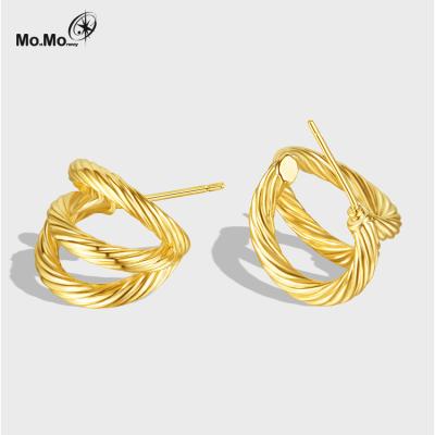 China New FASHIONABLE luxury simple 14K gold plated copper ladies round circle earrings jewelry for sale