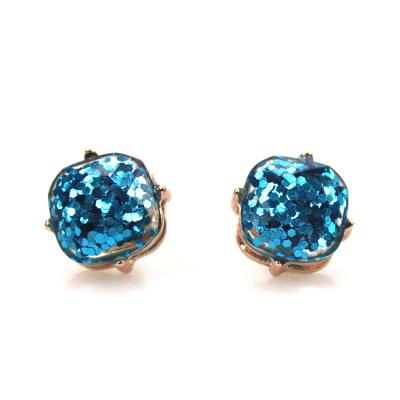 China Fashion Eco-Friendly Wholesale New Women Sparkle Small Square Stud Emerald Earrings for sale