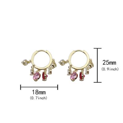 China BOHEMIA Latest Fashion Jewelry Pink Zirconia Drop Earring for sale