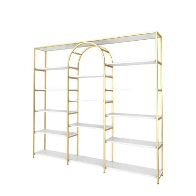 China Single Sided Hot Sale Skin Care Products Show Rack Store Shelving Wall Steel Miniso Wooden Supermarket Shelves Show Retail Display Rack for sale