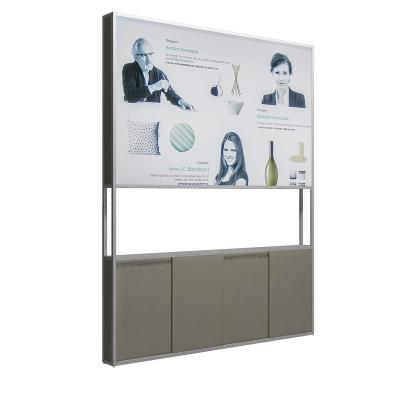 China 2019 Hot Sale NOME Luxury Store Rack Steel and Wood Combo Shelf with Light Box Background Wall Display Rack for sale