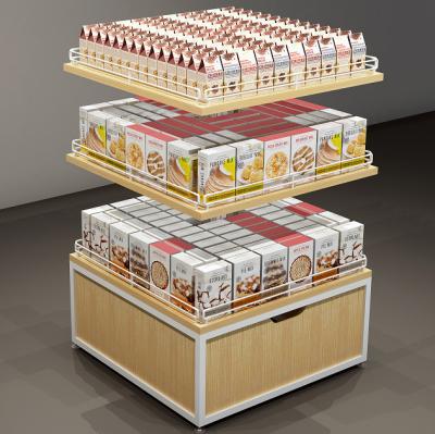 China Wooden Freestanding Design On Wooden Retail Display Rack Supermarket Shelves for sale