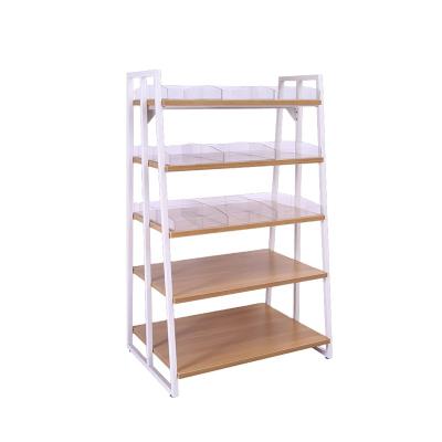 China Miniso Style Miniso Store Hotsale Mental And Wooden Display Product Stand Double Sides Display For Supermarket Shoes Bags Toy Department Stand for sale