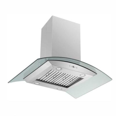 China 90cm Stainless Steel LED Light Tempered Glass Canopy Kitchen Outdoor Cooker Hood for sale