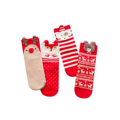 China New Christmast Ornament Autumn And Winter Red High Top Christmas Socks Cotton Gift Boxed Cartoon Christmas Socks for sale