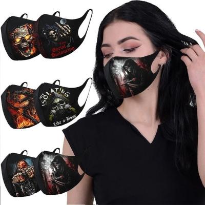 China Custom Deisgn Eco-friendly 3d Printed Funny Reusable Cloth Anti-dust Party Masks For Halloween for sale