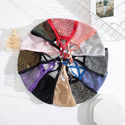 China Fashion Party Rhinestone Adjustable Cotton Face Mask Dustproof Washable Breathable Face Mask for sale