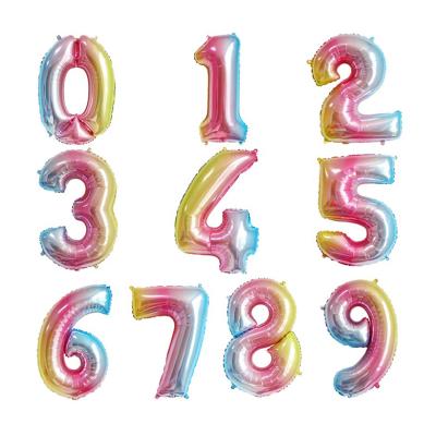 China New Balloon Advertising Toy/Gift Toy/Pomotional Toy/Helium Decoration Design Celebrate Birthday 32inch Gradient Foil Number Balloon for sale