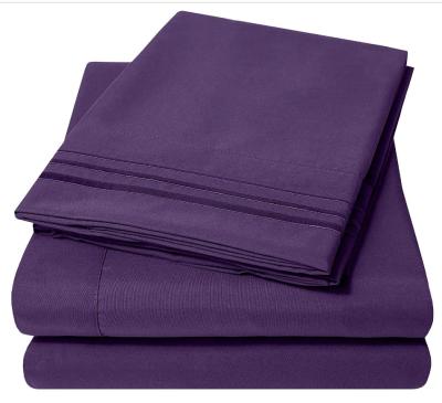 China American Style Bed Sheet Set 100% Super Soft Microfiber 1800 Thread Count Embroidered Sheet Set Hotel / Home for sale