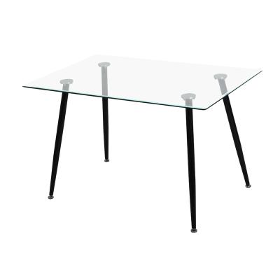 China Easy Clean Home Furniture Modern Tempered Transparent Square Glass Dining Table for sale