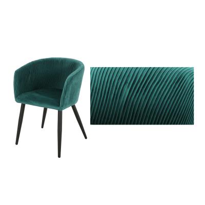 China Pleating Modern Home Furniture Metal Frame Velvet Fabric Armrest Home Dining Chair for sale