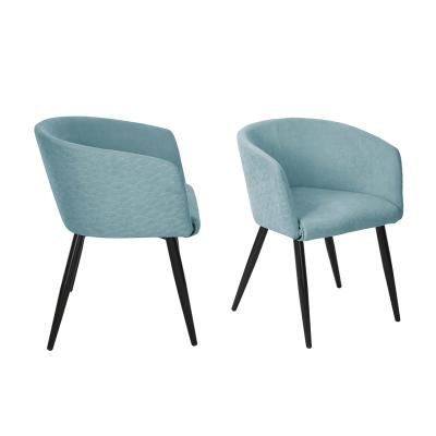 China Leave Shape Quilted Modern Style Restaurant Furniture Brushed Fabric Metal Legs Dining Chair for sale