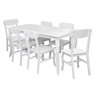 China High Quality Rustic Color Paint Dining Table Set Of 7 With Colorful Paint for sale