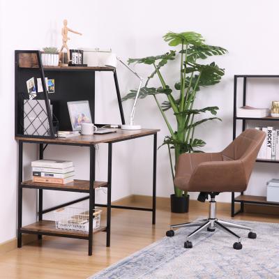 China Easy Assembly Industrial Style Home Office Portable Computer Table With Shelf for sale