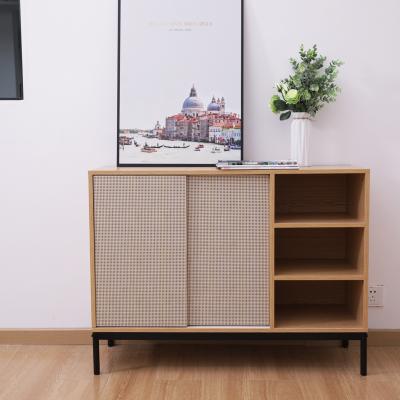 China Save Space Modern Design Storage Furniture Wooden Rattan Print Custom Sideboard Cabinet for sale