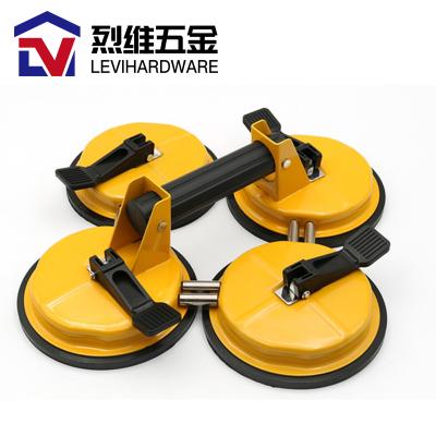 China LEVI Heavy Duty Glass Lifting Alloy 4 Glass Suction Vacuum Cups for Removing Glass and Tile, 2022 New Arrival Glass Suction Cup with 4 Cups for sale