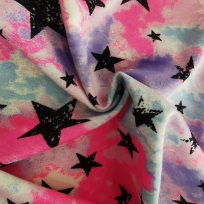 China Brushed polyester spandex anti pill print stars fabric dty print fabric for leggings for sale