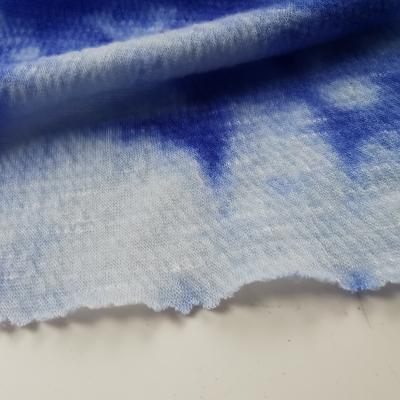 China Anti pill spring like soft tie dye fabric spandex fabric wrinkle tie dye fabric weft knit for garment for sale