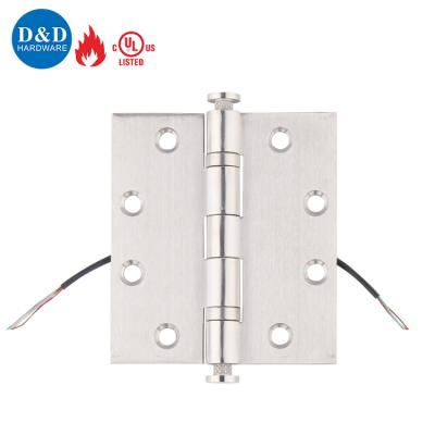 China Modern Rated Fire 304 Stainless Steel Energy Transfer Special Silver Electric Wire Door End Hinge for sale