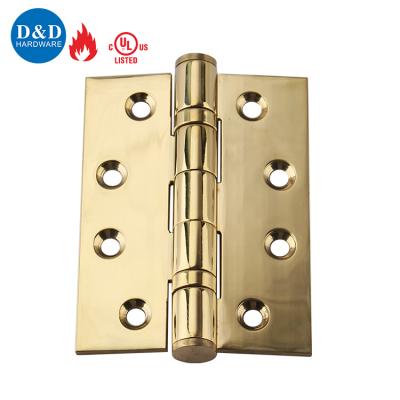 China Modern UL Listed 4 Inch Fire Rated Double Polished Brass Ball Bearing Gloden Front Door Stainless Steel Hinge for sale