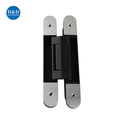 China Modern Zinc Alloy Silver Cover And Black Body Adjustable Heavy Duty Concealed 3D Door Hinge for sale