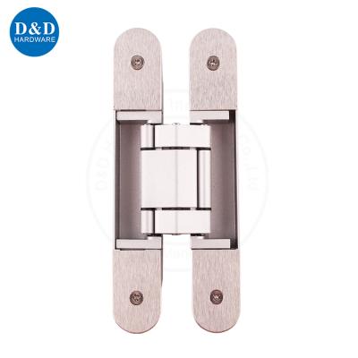 China Modern High Quality 180 Degree Adjustable Zinc Alloy Stain European 3D Exterior Door Silver Hidden Door Hinge for sale