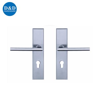 China Modern Front Entrance Privacy Security Stainless Steel Door Handle With Plate for sale