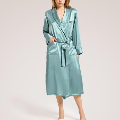 China Breathable Women Color Satin Kimono Long Robes Simple Elegant Style Nightgown for sale