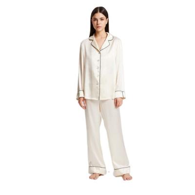 China Amazon Hit Solid Color Pajamas Silk Breathable Women's Sleepwear Satin Pajama Sets for sale