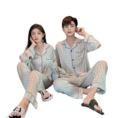 China Breathable Matching Pajamas For Couples 2 Piece Silk Pajamas Short Sleeve Button Down Pajamas Sets Mr. Mrs. Pajamas for sale