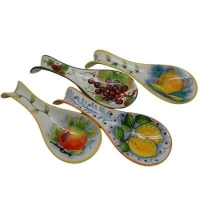 China Factory Hot Sales Style Stocked Hot Spoon Rest Ceramic Spoon Rest With Pattern for sale