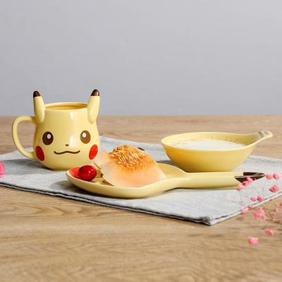 China Pikachu Ceramic Mugs Mugs Milk Monster Pokemon Dish Stocked Ceramic Bowl Pokemon Go Mugs for sale