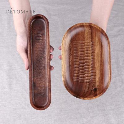 China Wholesale Wooden MDF Stored Tray With Metal Handle Decorative Wooden Plate Serving Food Tray Custom Brown Organizer for sale