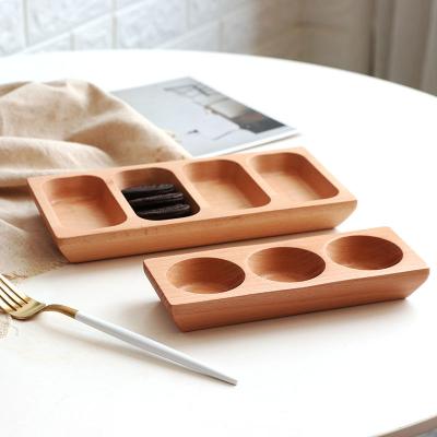 China Wholesale Wooden Solid Wood Stocked Separated Tray Hotel Tableware Hotel Restaurant Divided Wooden Dish for sale