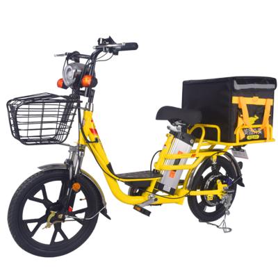 China Multifunctional electric bike electric bicycle 18 inch carbon steel frame 60v 16A+16A battery 350w motor vacuum tire e-bike takeaway for sale