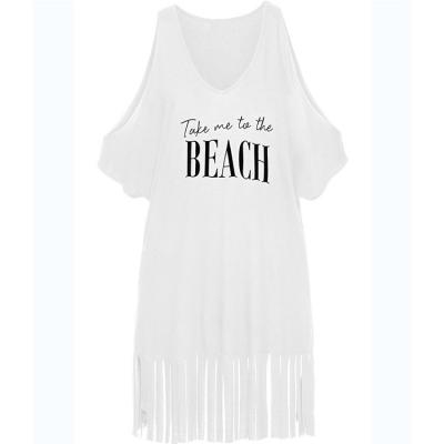 China Breathable Cotton Fringed Bikini Shirt Off Shoulder Printed Beach Skirt for sale