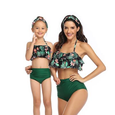 China New Breathable Korean European and American Size High Ruffled Swimwear Mom and Daughter Swimwear Girl-Family Swimwear for sale