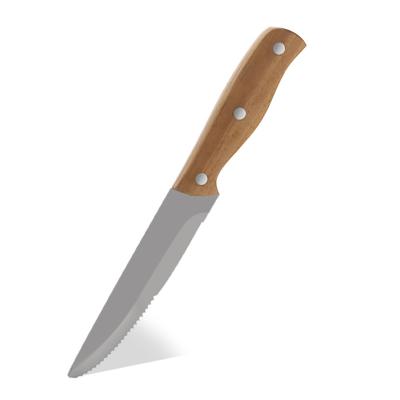 China Sustainable High Carbon Stainless Steel Kitchen Knives Half Serrated Steak Knife Set With Wooden Handle for sale