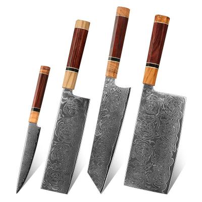 China Sustainable Kitchen Chef Knives Set Japanese Stainless Steel Damascus Slicing Santoku Chef Knife Set for sale