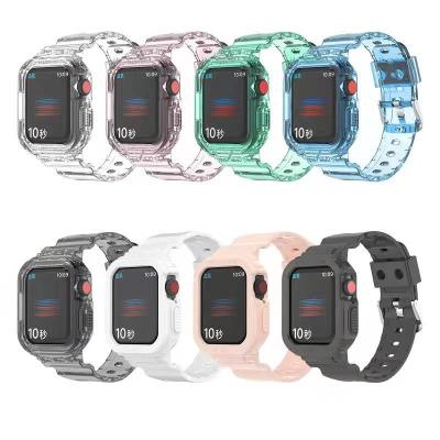 China TPU for Apple watch7 strap iwatch 4567 generation TPU transparent strap for sale