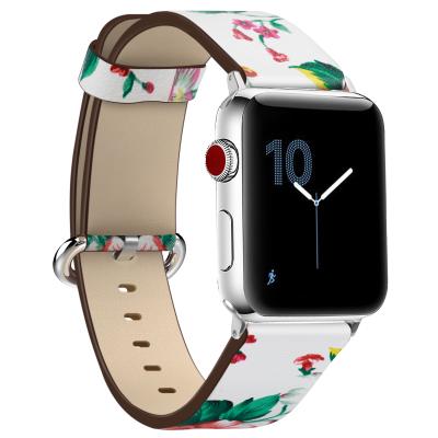 China Apple Watch Apple Watch Leather Strap iwatch Print Leather Strap Belt Applicable Stain Leather for sale