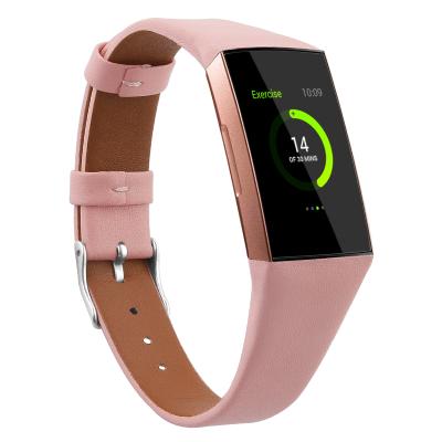 China Realease Quick Replcement Watch Band Suitable For Fitbit Charge 3 4 Replacement Strap Charge3 Leather Strap Layer Cowhide Main Strap for sale