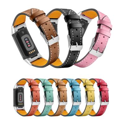 China Leather Leather Band For Fitbit Charge 5 Wrist Strap For Fitbit Charge 5 Strap Genuine Leather Belt Watch Accessories Buckle for sale