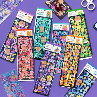 China Hand series waltz bear sticker bursting ribbon sticker decorative cute diy decoration material stickers sets for photo flash paper for sale