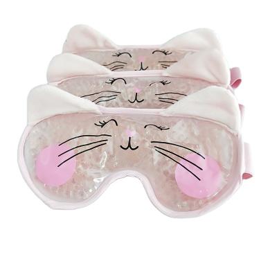 China Factory Direct Anti-Wrinkle Cat Hot Cold Beads Gel Eye Mask Ice Pack Animal Shape With Soft Fabric for sale