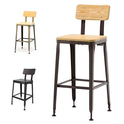 China Bar Stool Industrial Outdoor Metal Steel Legs Chair Seat Restaurant Garden Cafe Bar Solid Wood Furniture for sale