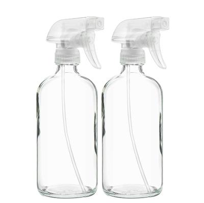 China Personal Care Empty Refillable Clear Amber Frosted Glass Spray Bottles 8oz 16oz 32oz For Kitchen Cleaning Products for sale