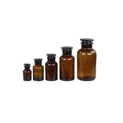 China Antique Apothecary Amber Glass Medicine Jar 250ml 500ml With Cork for sale