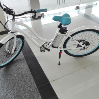 China 36V double disc brake Womens Electric Bike Alloy Type Chain wheel lady beach cruiser for sale